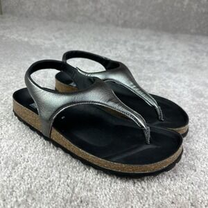 Verbenas Reagan Metallic Gray T-Bar Sandals Women's Size 9-9.5 US 40 EU